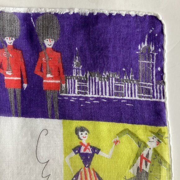 Vintage Swissair Souvenir Menu on Board Hankie 1970's Handkerchief Hand Rolled - Picture 4 of 5